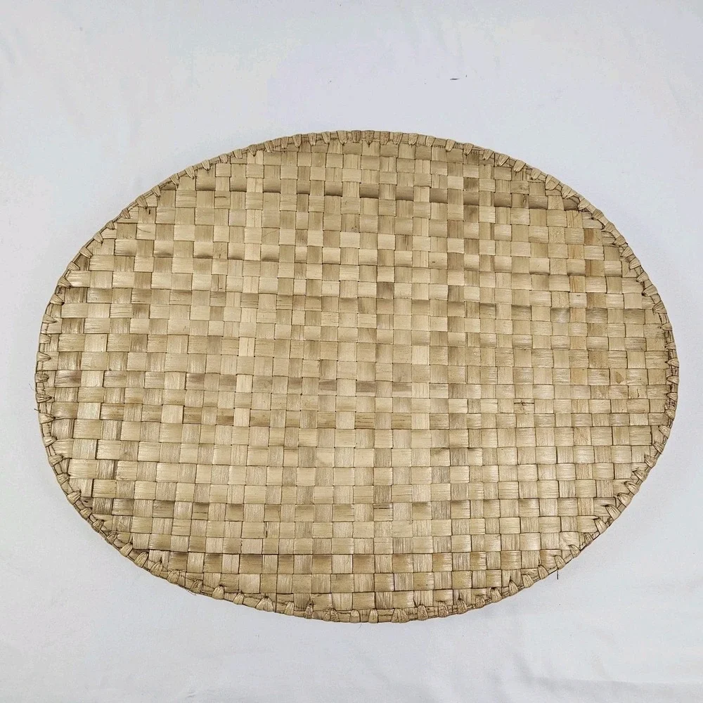 Vintage Baniwa Basket Serving Tray w/ Handles Geometric MCM Zimbabwe African